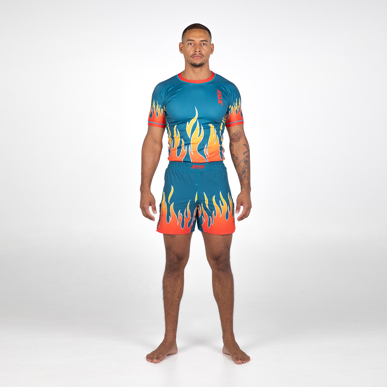 Green Flames Rash Guard - Men