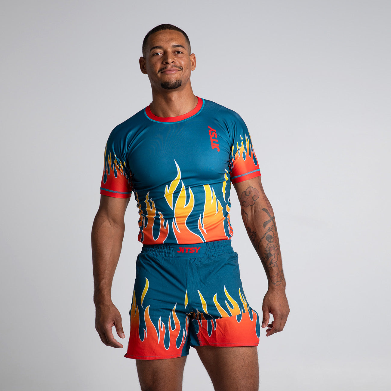 Green Flames Rash Guard - Men