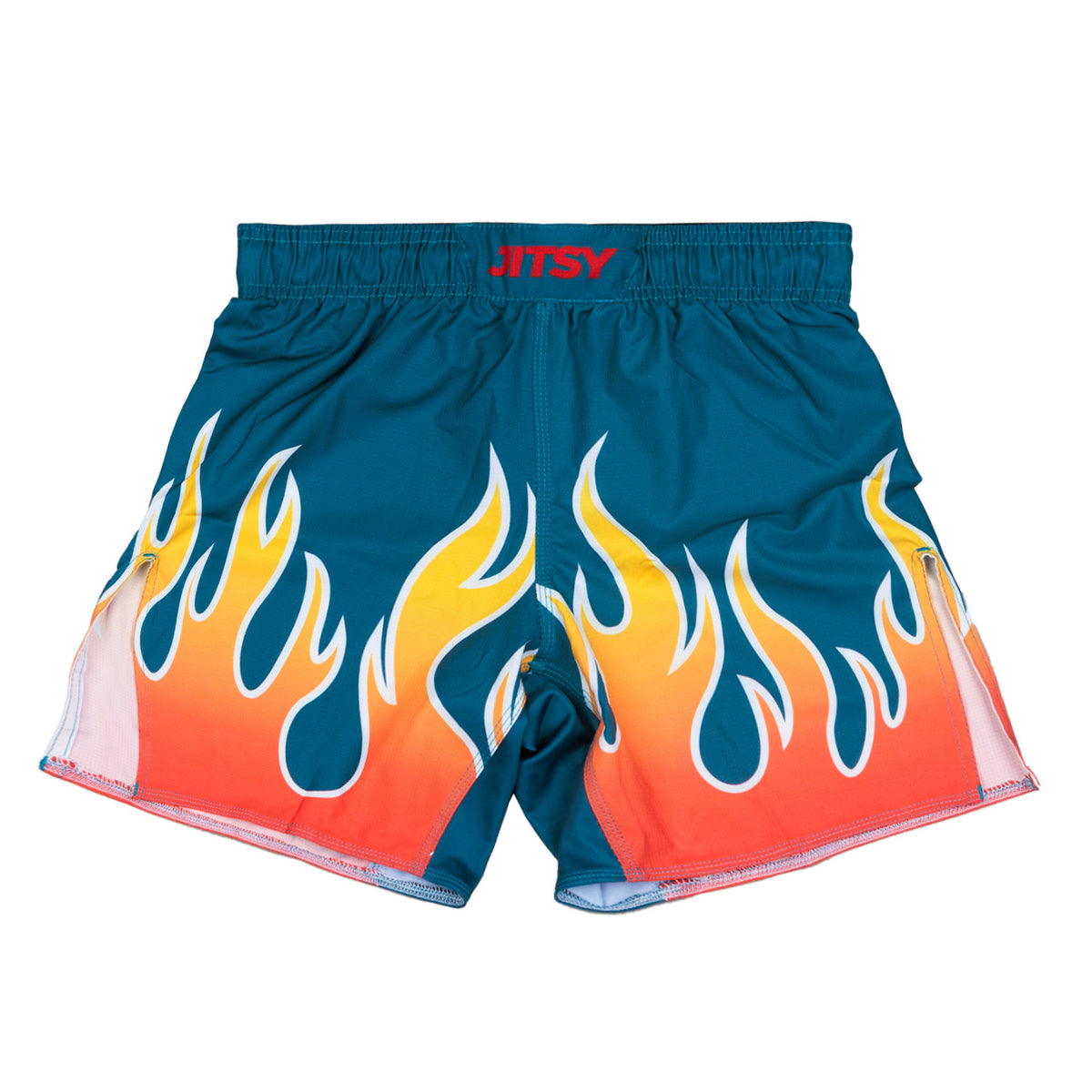 Muay Thai Blue Fire Shorts Leg Chomper Muay Thai Shorts – Muay